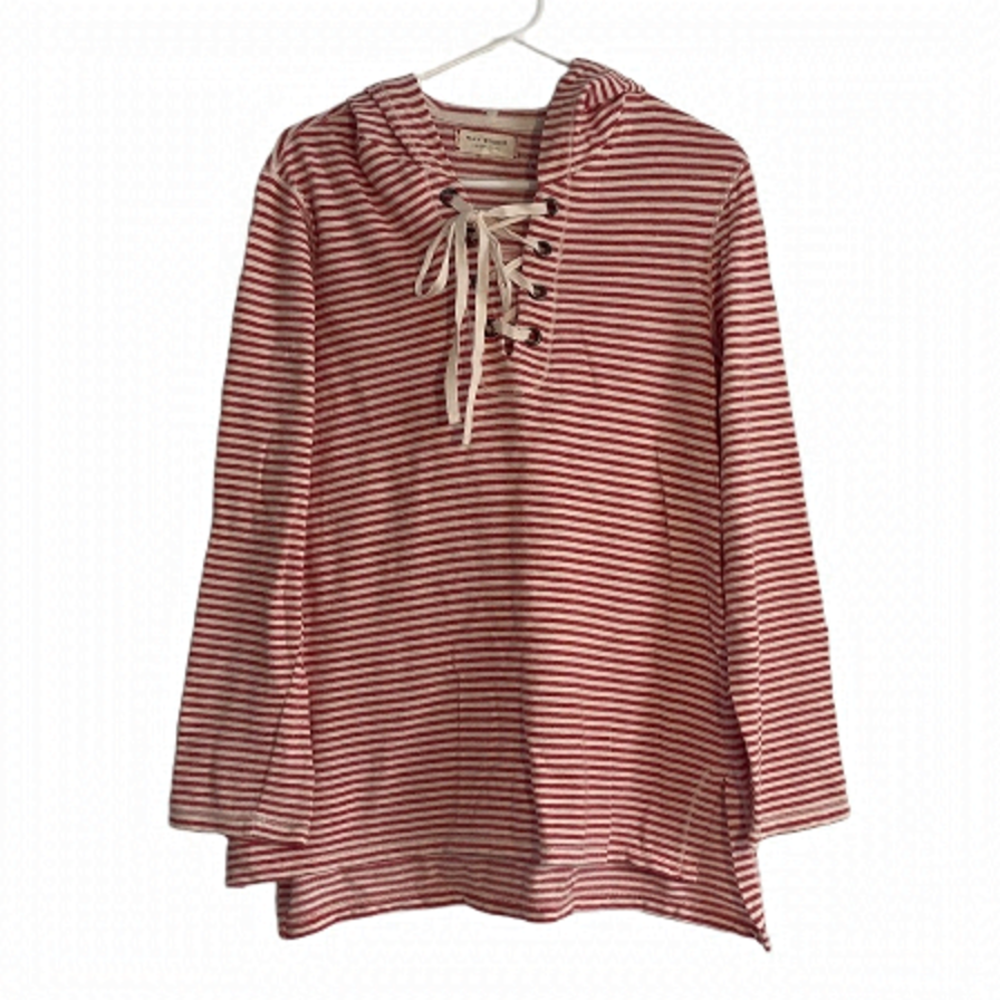 Max Studio Weekend Red White Striped Hoodie Sweater Size Medium